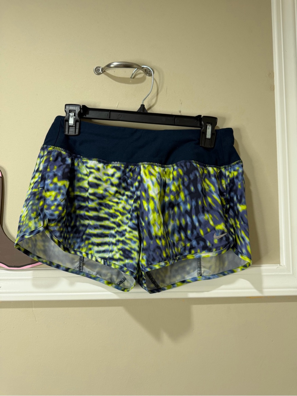 Nike Women’s Blue & Neon Green Printed Running Shorts